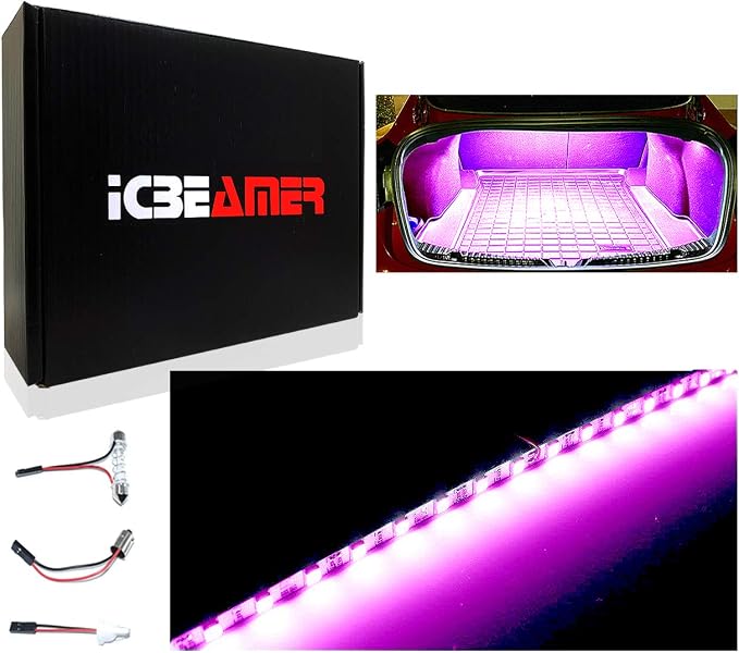 ICBEAMER 12" Purple 18SMD 2835 LED Strip Light Universal Fit Car Trunk Cargo - Image 6