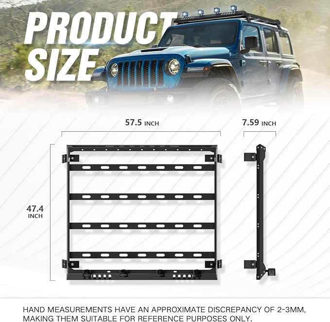 Roof Rack Cargo Basket with 4PCS LED Light Bar Compatible - Image 3