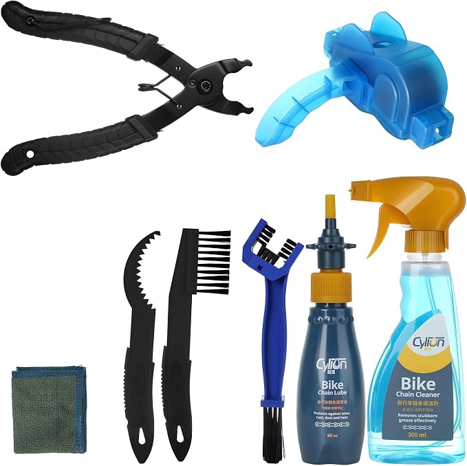 Bike Cleaning Kit including chain cleaner, chain brush, maintenance tool by LOQOMI