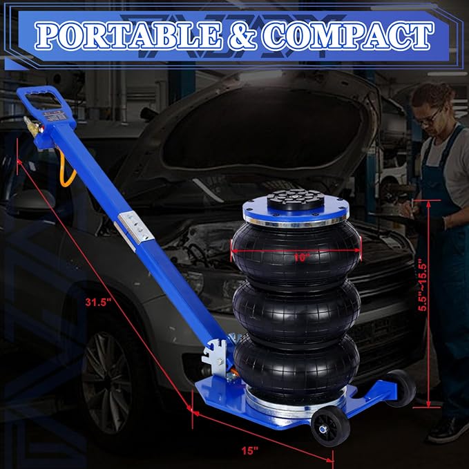 3T Triple Bag Air Jack 6600lbs Pneumatic Jack 3s Fast Lift Up 16in Airbag Jack - Image 7