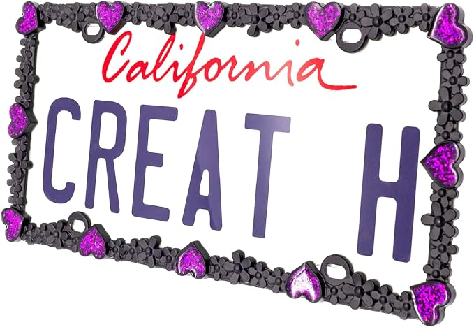 Creathome 3D Shining Daisy Heart License Plate Frame from Pure Zinc Alloy Metal - Image 2