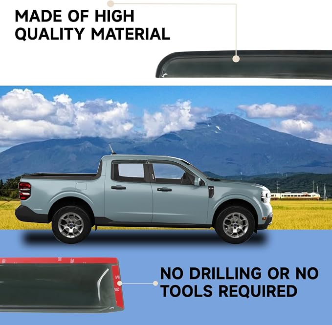 4PCS Window Rain Guards Fit for 2022 2023 2024 2025 Ford Maverick XL XLT Lariat - Image 6