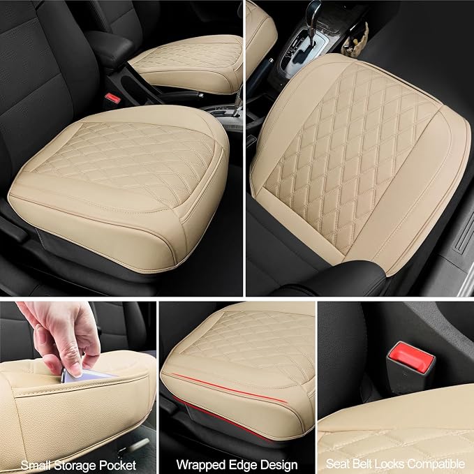 2 Pack Leather Front Car Seat Cover Bottom Car Seat, Anti-Slip and Full Wrap - Image 4