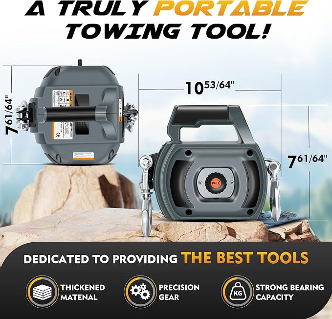 Portable Drill Winch of 1000 LB, Rotate The Hook 360 Degrees, - Image 3