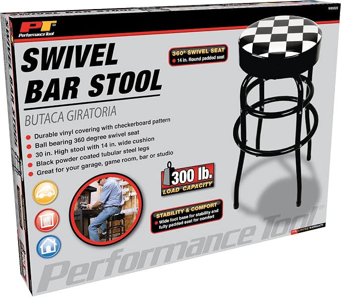 Performance Tool W85023 28-1/2-Inch Checkerboard 360 Degree Swivel Stool - Image 10