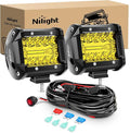 Nilight 2PC 4Inch Yellow Led Pods Triple Row 60W Flood Spot Combo Driving Fog by Nilight