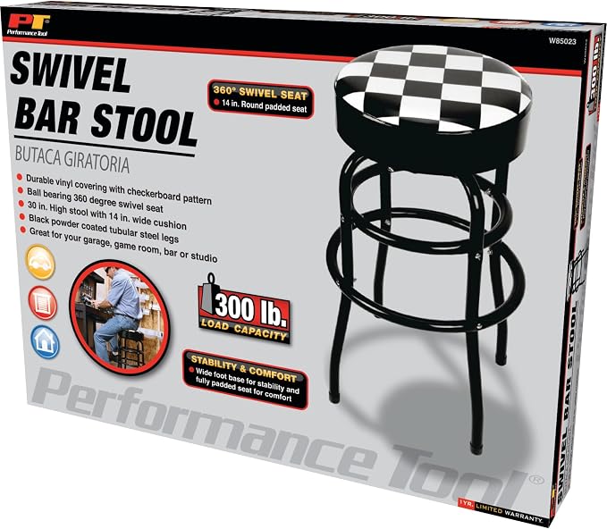 Performance Tool W85023 28-1/2-Inch Checkerboard 360 Degree Swivel Stool - Image 8