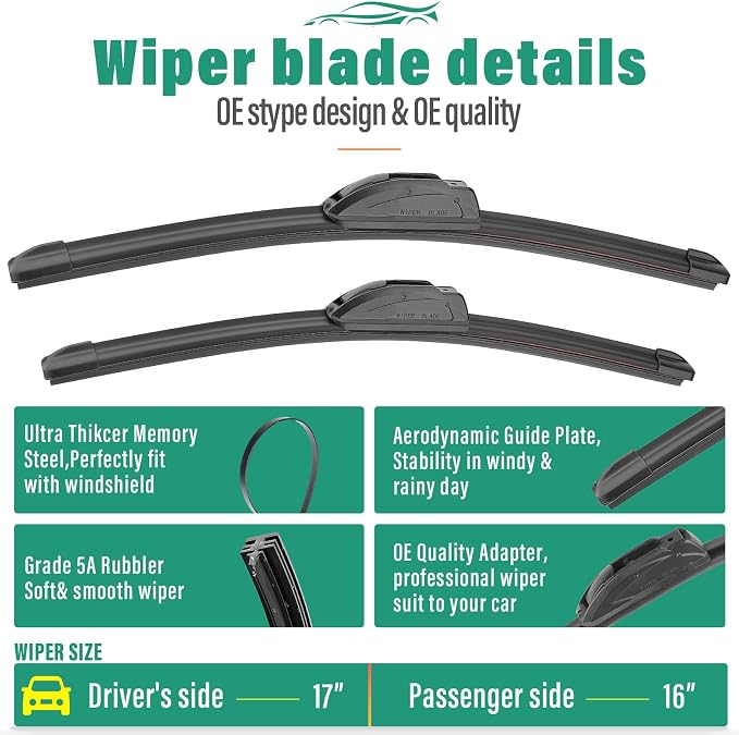 17" 16" 10" Windshield Wiper Blades Replacement - Image 3