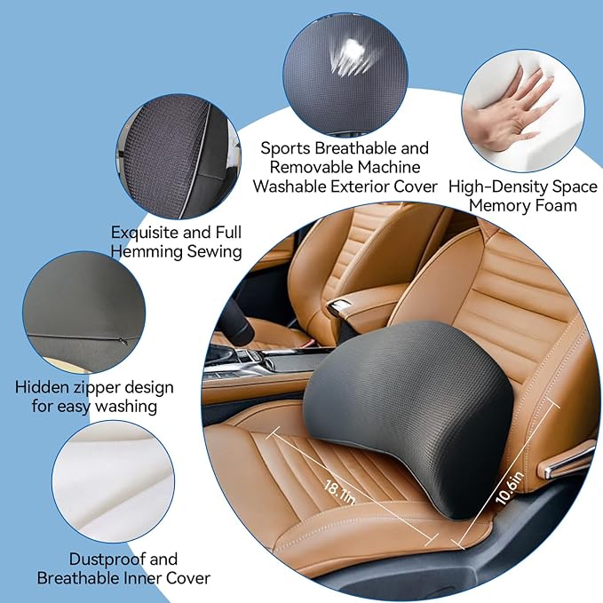 Lumbar Support Pillow for Car, 100% Memory Foam Lumbar Pillow - Image 3