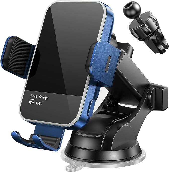 Wireless Car Charger, 【7 Colored LED Backlit】15W Auto Clamping Car Charger by Mosurr