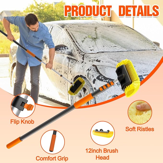 16FT Car Wash Brush with Long Handle, Car Cleaning Brush with 12 Inch Soft - Image 2