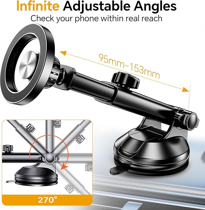 Coolpow for MagSafe Car Mount【Windshield+Vent+Dash】Magnetic Phone Holder for - Image 7