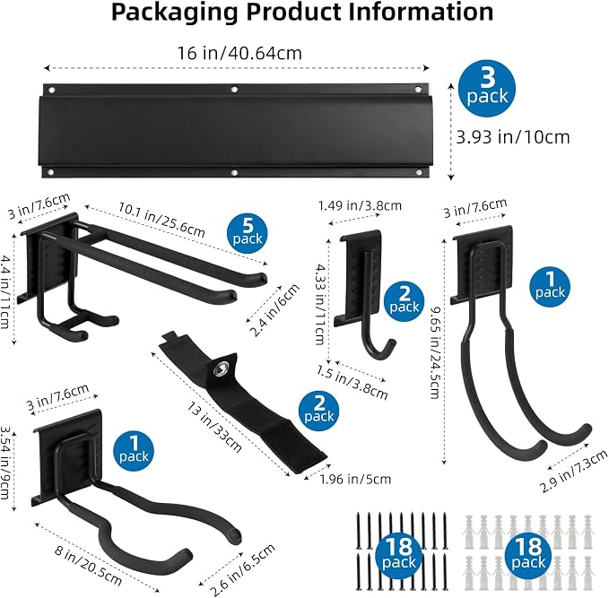 Sinoer Heavy Duty Steel Garage Wall Mount Garden Tool Organizer - Image 6