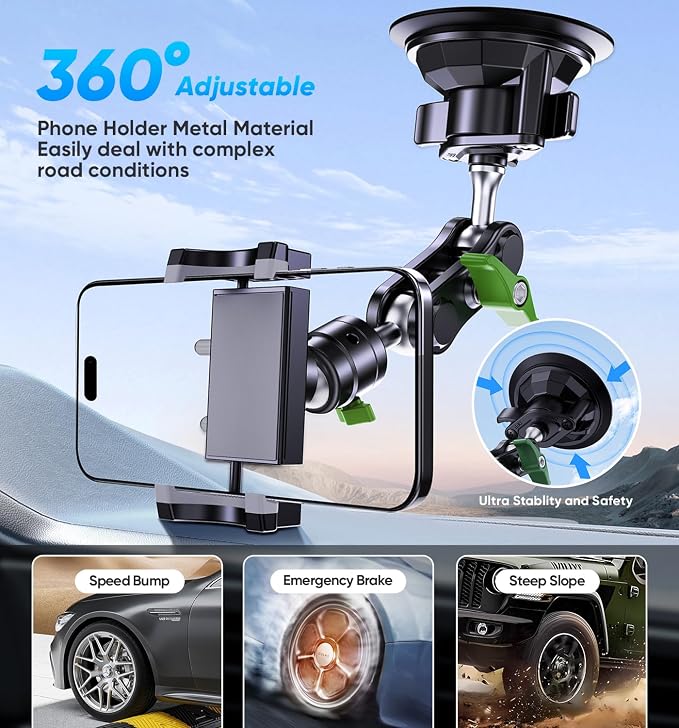MAGIC JOHN Car Phone Holder, Ultra-Durable Mteal Phone Holders - Image 3