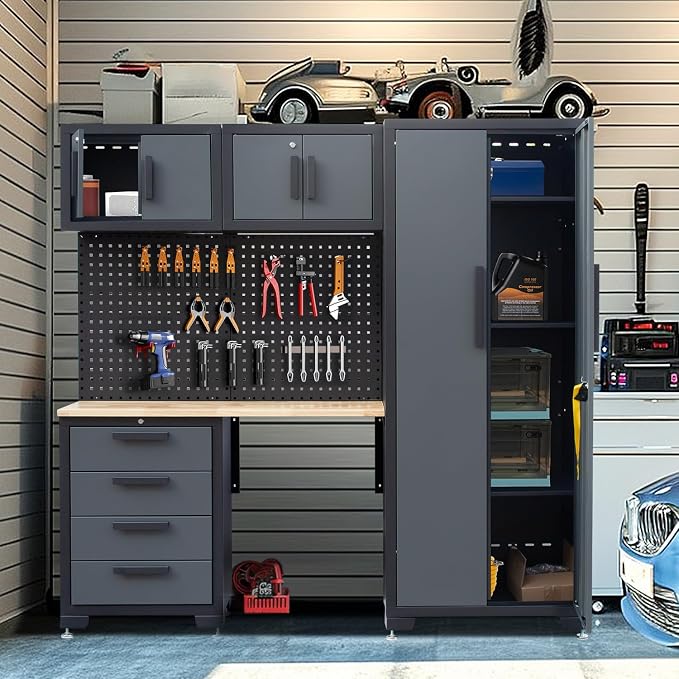 Garage Storage Cabinet System Workshop Set 5Pcs Garage Cabinets and Storage - Image 2