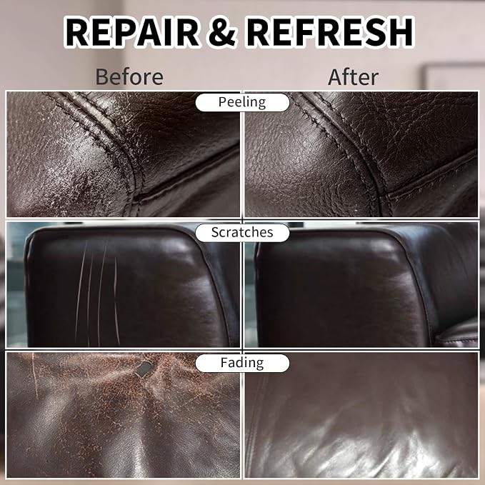 Leather Recoloring Balm, 8.5oz Leather Color Restorer, Dark Brown Leather - Image 3