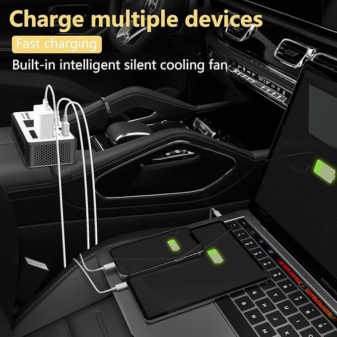 300W Car Power Inverter 12V to 110V，PiSFAU DC to AC Car Plug in Adapter Outlet - Image 2