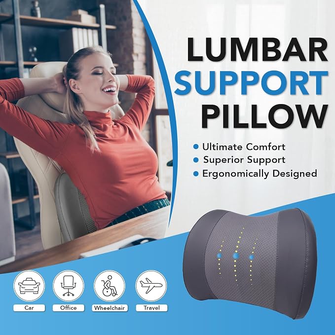 Lumbar Support Pillow for Car, Memory Foam Lumbar Pillow for Lower Back Pain - Image 2