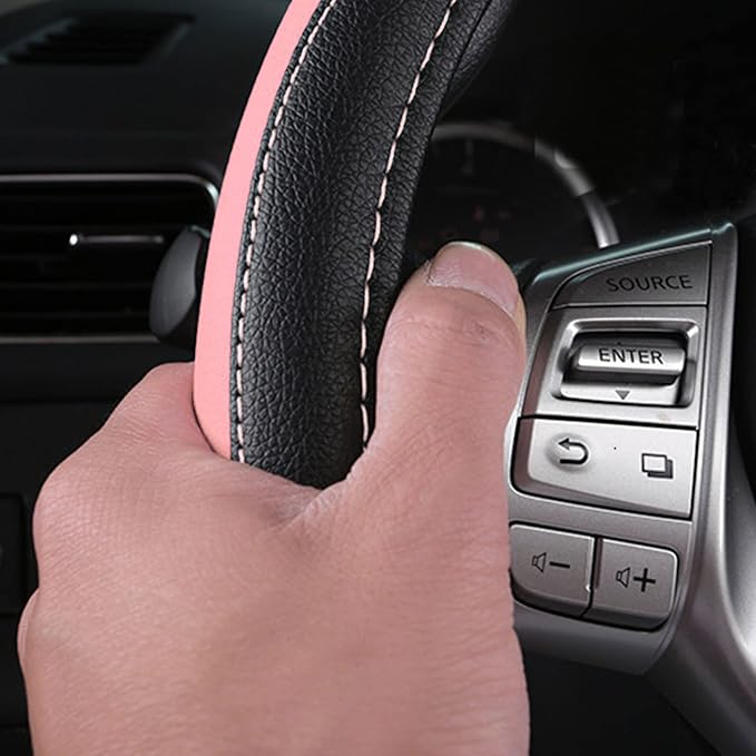 Leather Car Steering Wheel Cover, Non-Slip Car Wheel Cover Protector Breathable - Image 4
