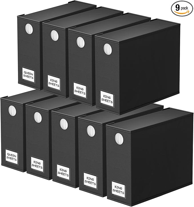 SpaceAid 9 Pack Bed Sheet Organizers and Storage, Foldable Sheet Organizer by SpaceAid