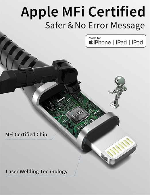 Coiled Lightning Cable for Car, Short Apple CarPlay USB to Lightning Cord for - Image 5