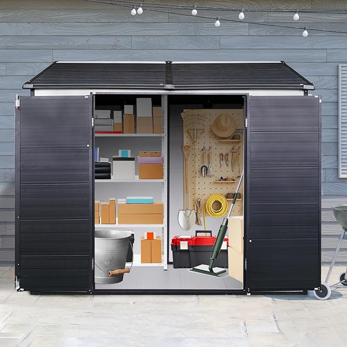 8x6 FT Outdoor Storage Shed, Resin Garden Shed - Image 5