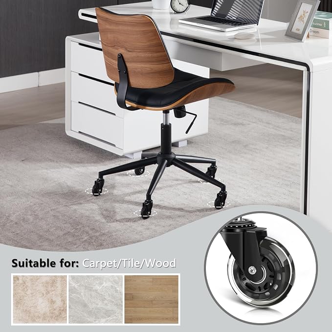 Home Office Desk Chair with Wheels, Adjustable Height Armless Office Chair - Image 3