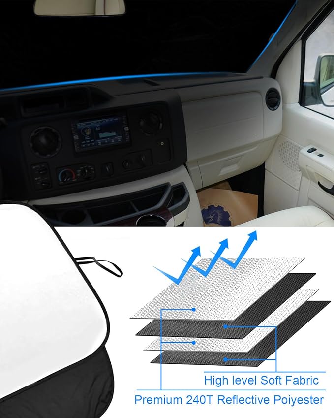 Front Windshield Sunshade fit for Ford Econoline E-Series Van 1992-2025 & - Image 5