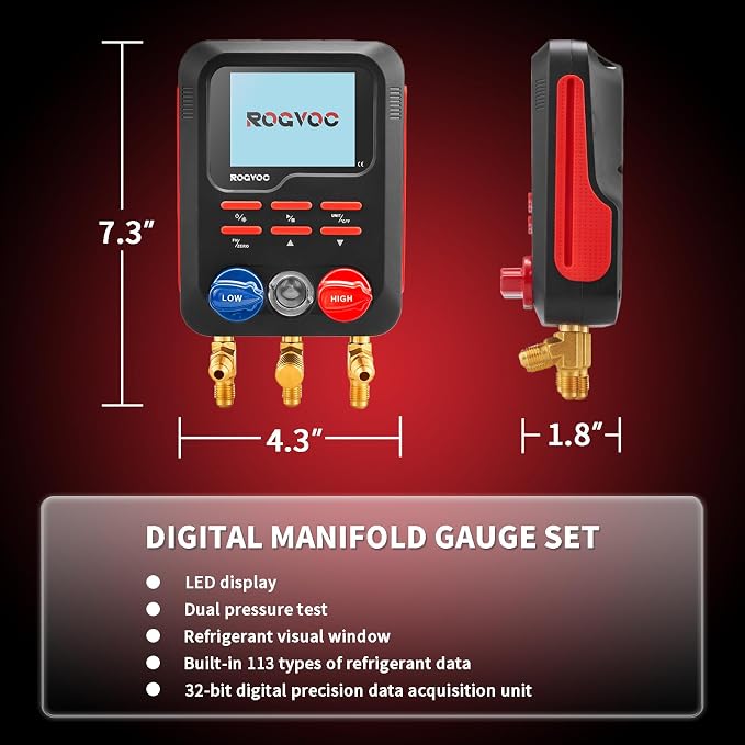 Digital Manifold Gauge, HVAC Refrigerants Digital AC Gauges Set - Image 5