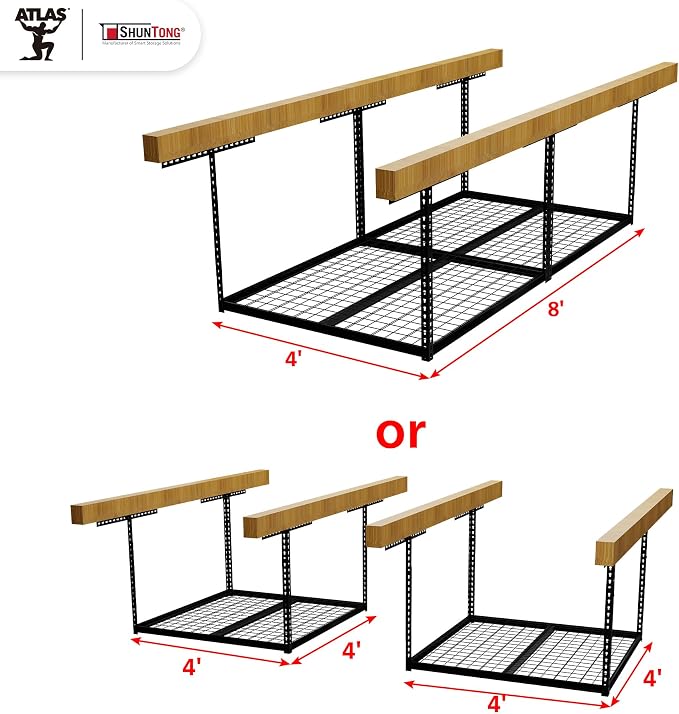 The Atlas Pro 4 x 8 ft Overhead Garage Storage Rack, Ultra Duty 1250lbs Weight - Image 6