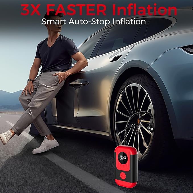 Tire Inflator Portable Air Compressor & Car Jump Starter, Cordless Air Pump - Image 7