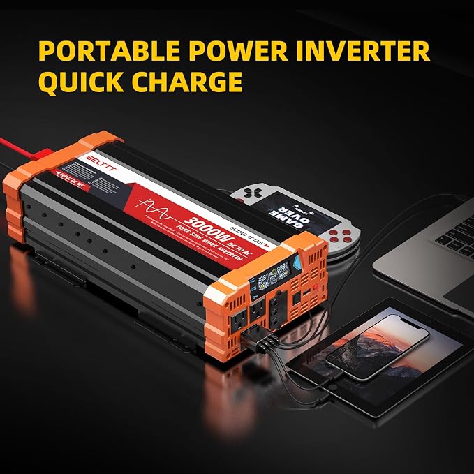 BELTTT 3000W Pure Sine Wave Inverter 12V DC to 120V AC - Image 8