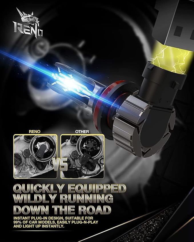 RENO H11 Bulb, H11 Fog Lights Bulb, H11 Light Bulbs Fanless In Line H9 H8 Car - Image 6