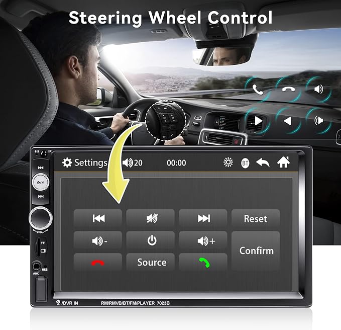 CAMECHO 7" Double Din Car Stereo Audio Bluetooth MP5 Player USB FM Multimedia - Image 7