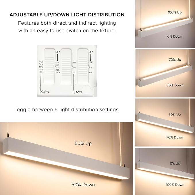 Maxxima 4 ft. LED Linear Light, Up and Down Adjustable Light Output, 3 CCT - Image 7