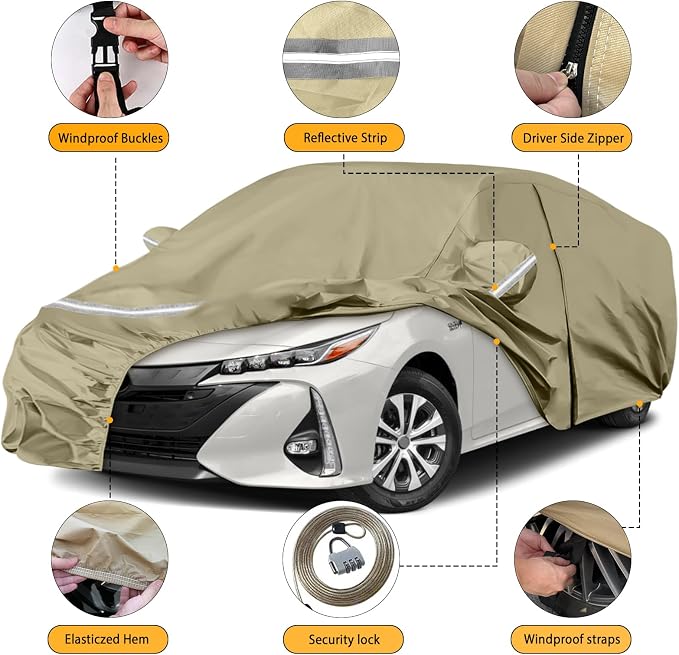 Waterproof Car Covers Replace for 2004-2025 Toyota Prius, Windproof Bands for - Image 2