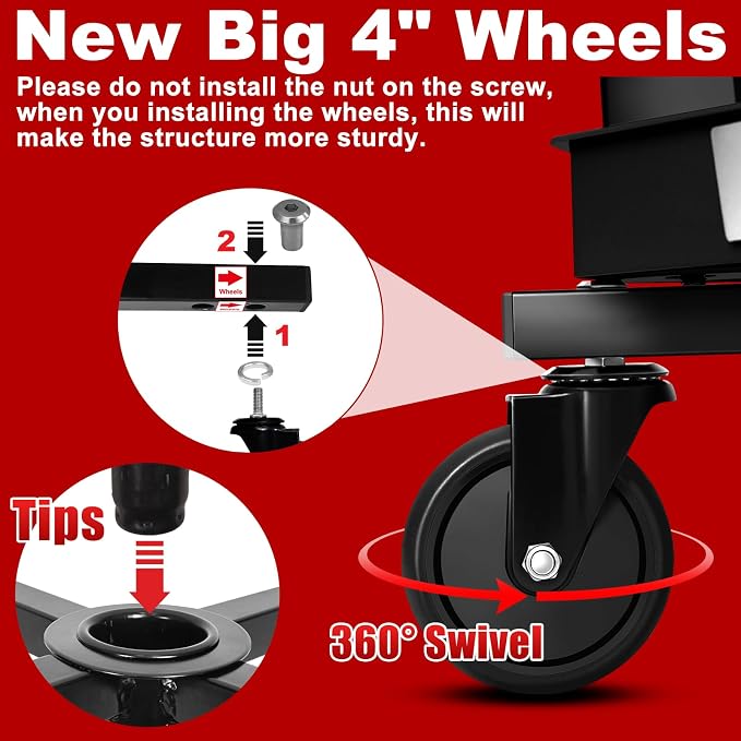 Rolling Stool with Wheels, Adjustable Shop Stool Mechanic Seat, Garage Shop - Image 8