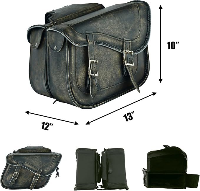 GARGOYLE BELLS Motorcycle Saddle Bags Genuine Leather Motorcycle Luggage Bag - Image 7