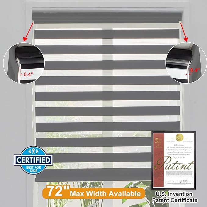 Persilux Cordless Zebra Blinds for Windows Free-Stop Windows Shades Dual Layer - Image 4