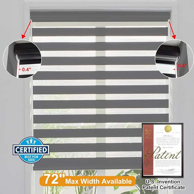 Persilux Cordless Zebra Blinds for Windows Free-Stop Windows Shades Dual Layer - Image 4