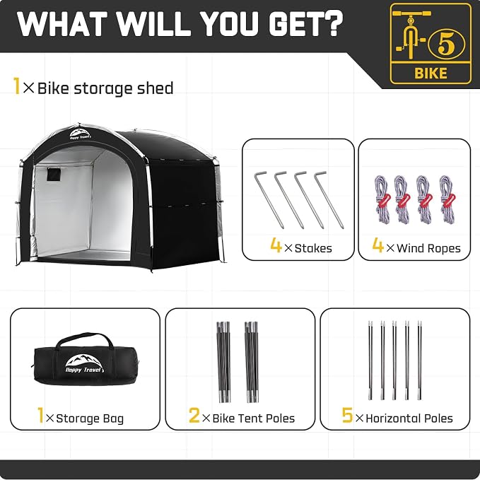 Happy Travel Bike Storage Shed Tent, Outdoor Portable Bicycle Storage Sheds - Image 9