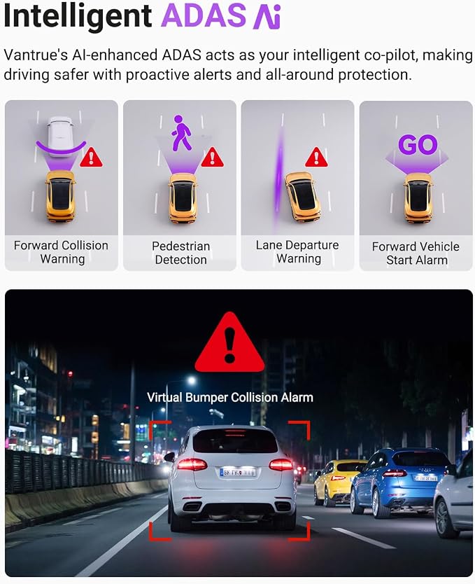 Vantrue S1 Pro 2.7K Front Mini Dash Cam, 2.5K@60FPS, STARVIS 2, Voice Control - Image 6