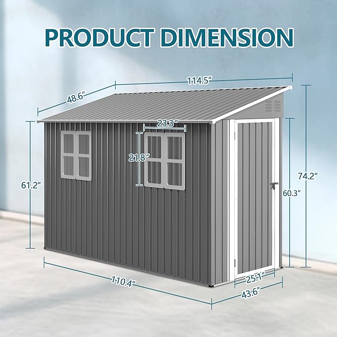 4x10 Ft Outdoor Metal Shed, Heavy-Duty Storage Shed - Image 8