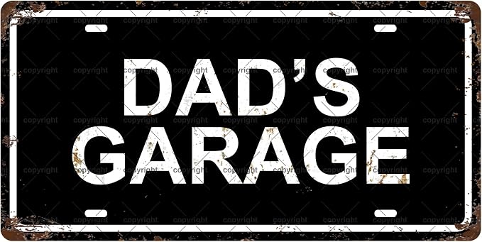 DAD'S GARAGE Space Vintage Metal Tin Sign License Plate Bar Cafe Garage Cave by Unknown