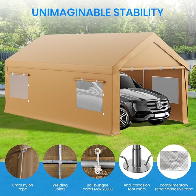 Carport 12x20 FT Heavy Duty, Outdoor Portable Garage - Image 4