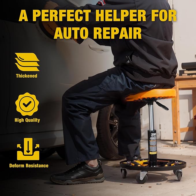 YELLOW JACKET Rolling Mechanic Stool - Image 2