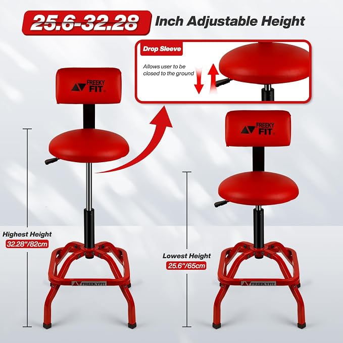 Shop Stool with Backrest, Mechanic Garage Stool - Image 2