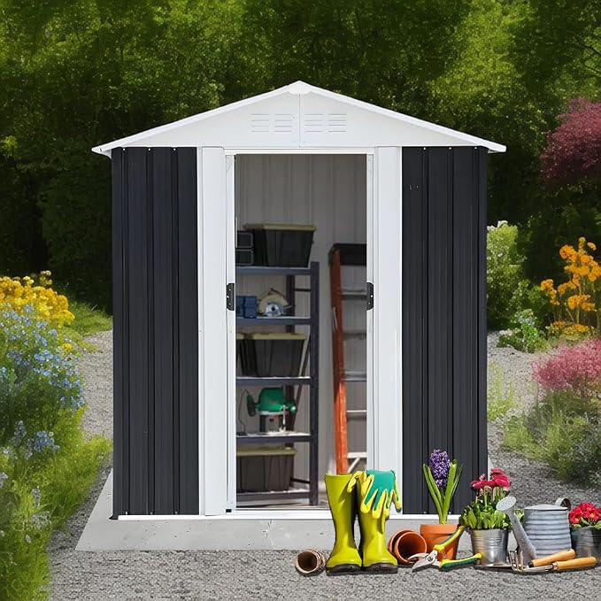 Outdoor Sheds 5FT x 3FT Outdoor Storage, Metal Anti-Corrosion Utility Tool House - Image 2