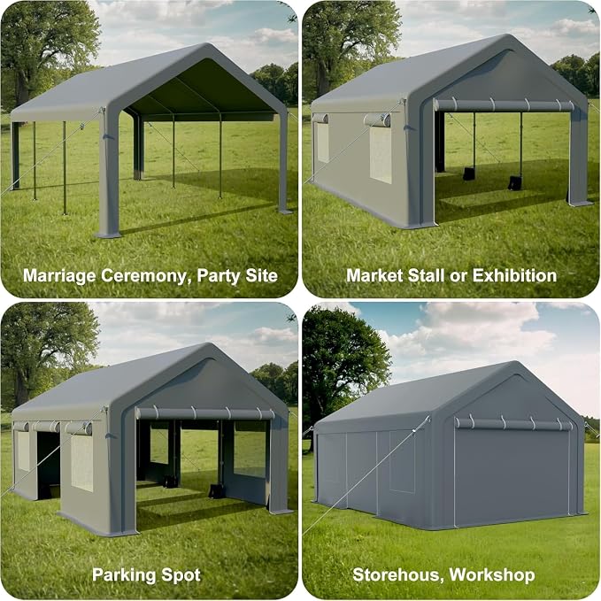 12x20ft Carport Heavy Duty, Portable Garage - Image 2