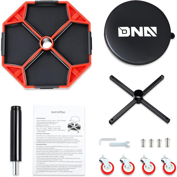 DNA MOTORING TOOLS-00253 Adjustable Height Pneumatic Garage Seat Rolling - Image 3